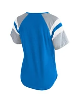 Starter Women's Blue Detroit Lions Game On Notch Neck Raglan T-Shirt