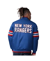 Starter Men's Blue New York Rangers Scout I Full-Snap Varsity Jacket