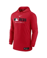 Nike Men's Heather Red Cincinnati Reds Authentic Collection Tri-Blend Performance Pullover Hoodie