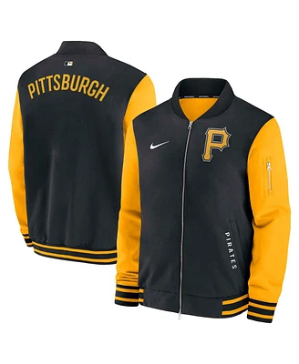 Nike Men's Black/Gold Pittsburgh Pirates Authentic Collection Dugout Full-Zip Bomber Jacket