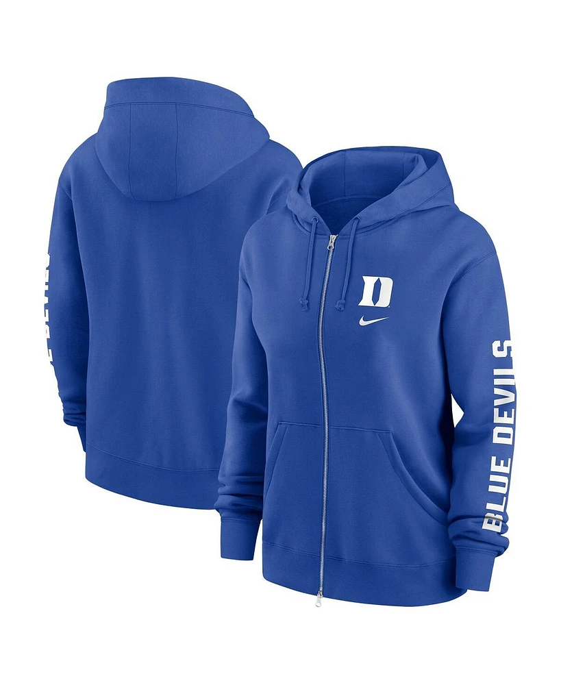 Nike Women's Royal Duke Blue Devils Oversize Lockup Phoenix Full-Zip Hoodie Jacket