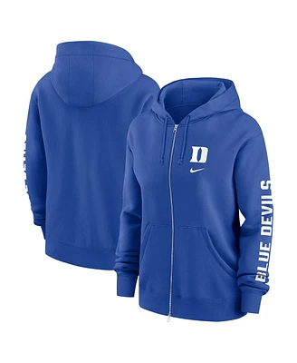 Nike Women's Royal Duke Blue Devils Oversize Lockup Phoenix Full-Zip Hoodie Jacket
