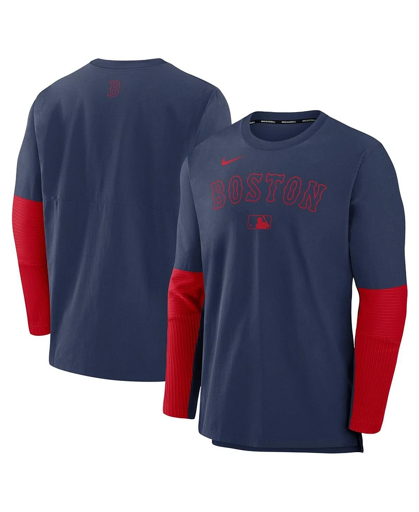 Nike Men's Red/Navy Boston Red Sox Authentic Collection Lightweight Player Tri-Blend Performance Pullover Sweatshirt