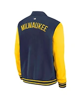 Nike Men's Navy/Gold Milwaukee Brewers Authentic Collection Dugout Full-Zip Bomber Jacket
