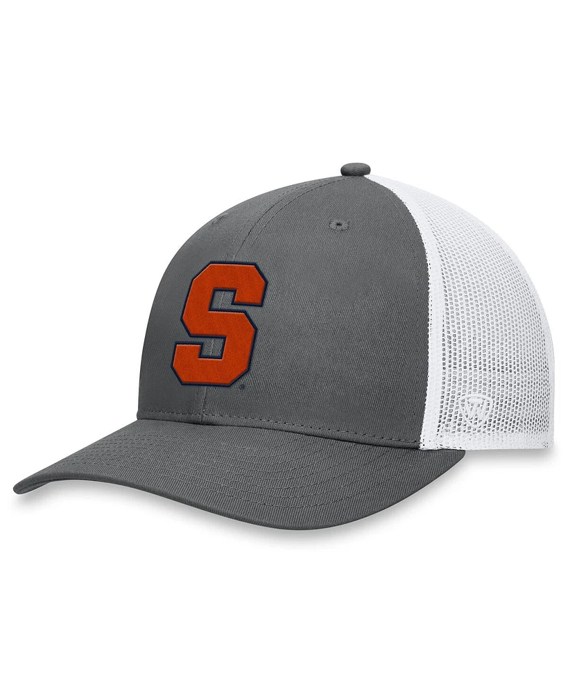 Top of the World Men's Gray/White Syracuse Orange Victory Baseline Trucker Adjustable Hat