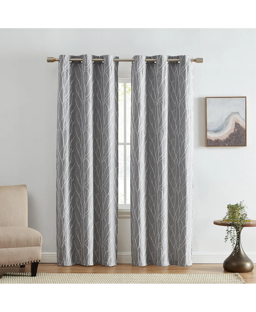 Elrene Home Fashions Sterling Branch Motif Embroidered Blackout Window Curtain Panel