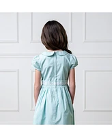 Hope & Henry Little Girls Organic Puff Sleeve Smocked Party Dress with Peter Pan Collar