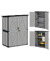 Outsunny Outdoor Storage Cabinet, Wood Garden Shed with 2 Shelves,
