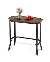 Narrow End Table with Wood Grain and Stable Steel Frame