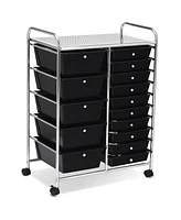 15-Drawer Utility Rolling Organizer Cart Multi-Use Storage