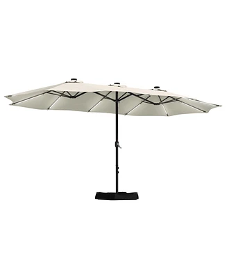 Mondawe 15 ft Solar Led Double Sided Twin Outdoor Patio Market Umbrella with Base Weight Included