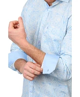 Tailorbyrd Men's Blue Mandala Print Long Sleeve Shirt
