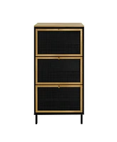 Mondawe 3 Metal Door Shoe Rack, Freestanding Modern Shoe Storage Cabinet, Metal rattan