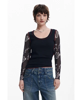 Desigual Women's Lettering sleeve T-shirt