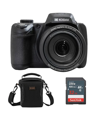 Kodak Pixpro AZ528 Astro Zoom 16MP Full Hd Digital Camera, Black, Bundle with 32GB Memory Card and Camera Bag