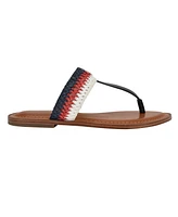 Tommy Hilfiger Women's Gojia Braided T-Strap Slip-On Flat Sandals