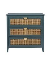 Mondawe 3 Drawer Cabinet,Natural rattan,American Furniture,Suitable for bedroom, living room, study