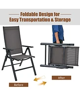 4PCS Patio Folding Dining Chairs Aluminium Adjustable Back