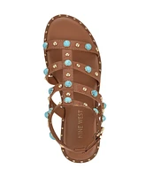 Nine West Women's Mindela Embellished Flat Gladiator Sandals