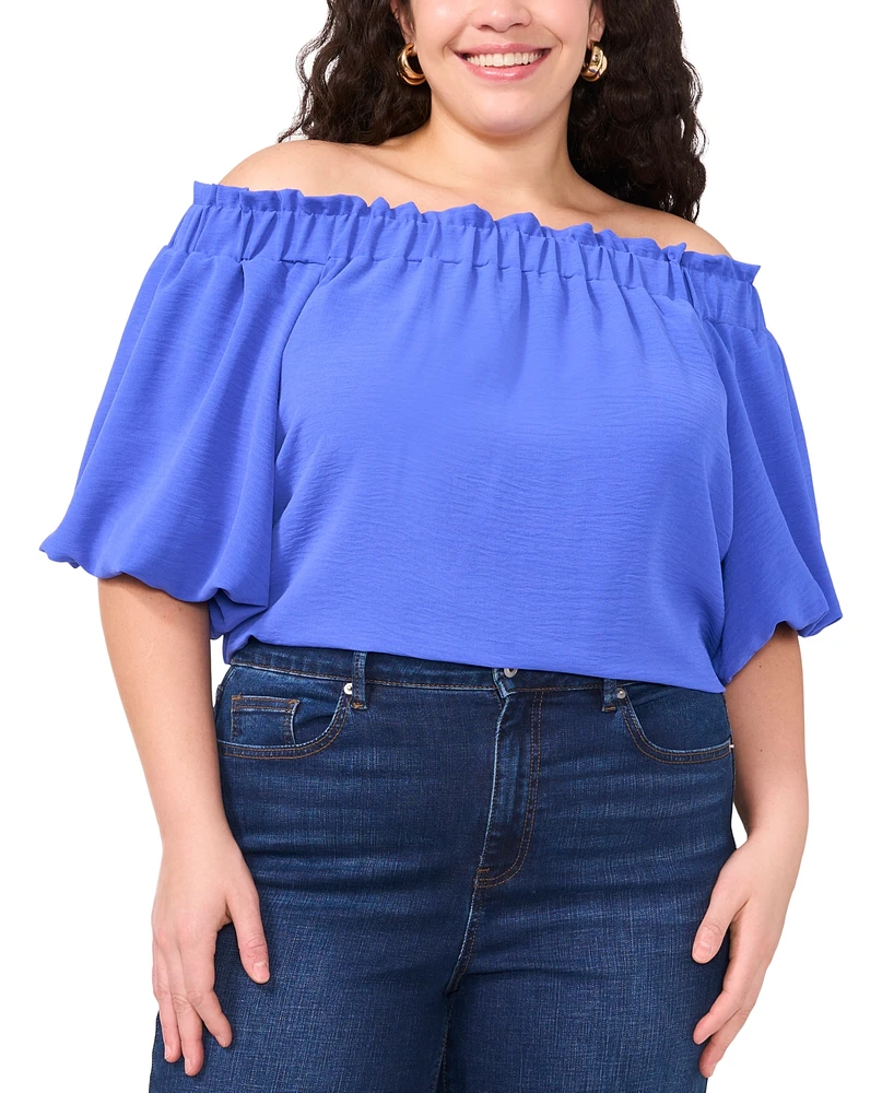 Vince Camuto Plus Off-The-Shoulder Puff-Sleeve Top