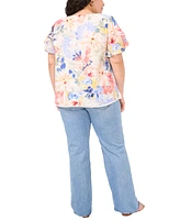 Vince Camuto Plus V-Neck Tulip-Sleeve Blouse