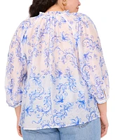 Vince Camuto Plus Split-Tie-Neck 3/4-Sleeve Blouse