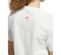 adidas Women's Cotton Bow Logo-Graphic Crewneck T-Shirt