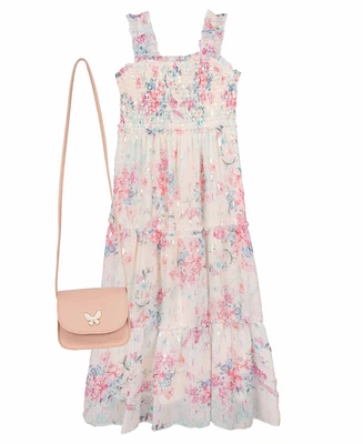 Rare Editions Little Girls 2-Piece Sequin Chiffon Maxi Dress with Bag Set