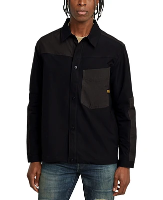 G-Star Raw Men's Relaxed Fit Long Sleeve Mixed Media Button Front Shirt