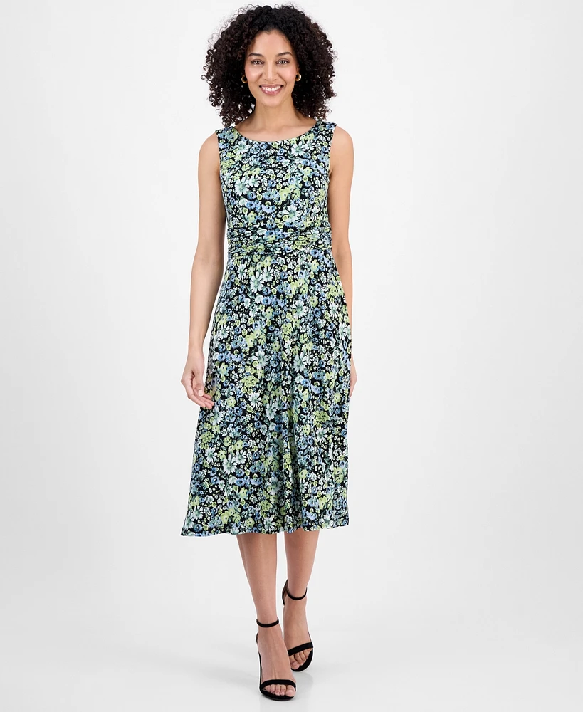 Connected Petite Printed Sleeveless Midi Dress