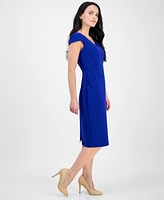 Connected Petite Structured V-Neck Sheath Dress