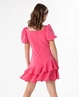 Rare Editions Big Girls Puff Sleeve Scuba Dress