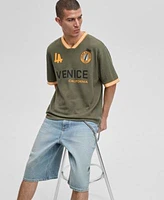 Mode Of One Mens Mode Of One Mens Relaxed Fit Short Sleeve Waffle Knit Logo T Shirt Metro Light Jean Shorts Exclusively At Macys