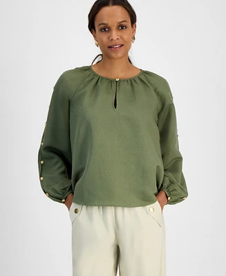I.n.c. International Concepts Petite Button-Sleeve Blouse, Exclusively at Macy's
