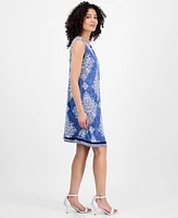 Sandra Darren Petite Printed Crossover Shift Dress