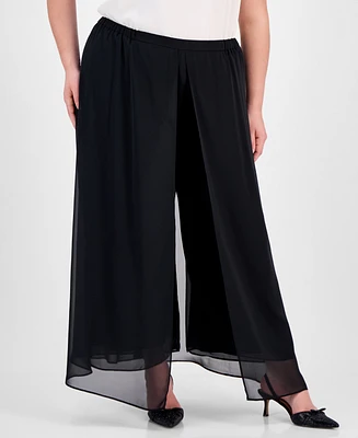 Alex Evenings Plus Flowy Chiffon Wide-Leg Evening Pants