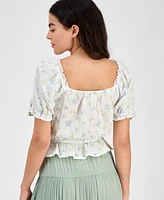 And Now This Petite Floral-Print Ruffled Blouse, Exclusively at Macy's