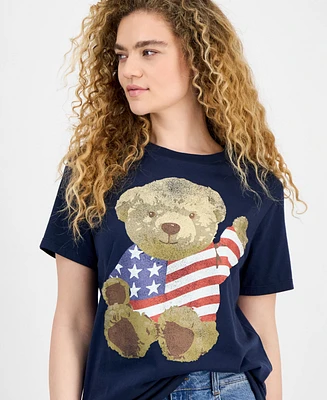 Grayson Threads, The Label Juniors' Usa Teddy Bear Graphic T-Shirt