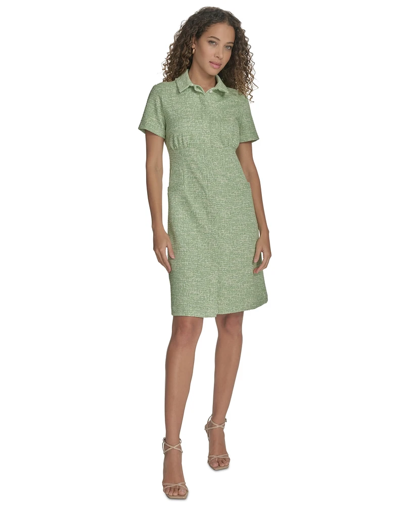 Calvin Klein Women's Tweed Collared Shirtdress