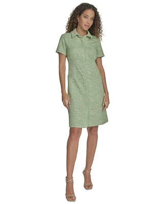 Calvin Klein Women's Tweed Collared Shirtdress
