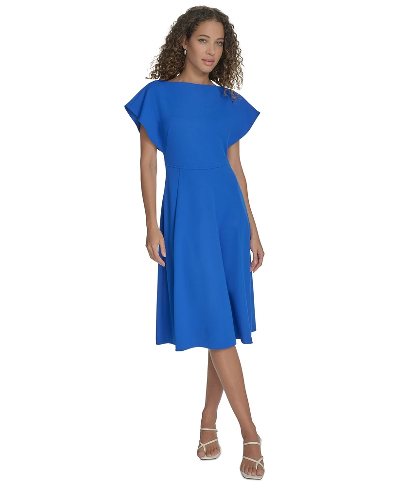 Calvin Klein Women's Flutter-Sleeve A-Line Midi Dress