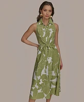 Donna Karan New York Women's Printed Linen-Blend Shirtdress