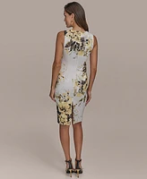 Donna Karan New York Petite Floral Square-Neck Scuba Dress