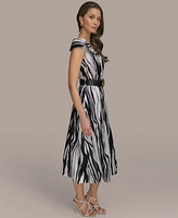 Donna Karan New York Women's Printed Belted A-Line Dress