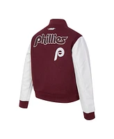 Pro Standard Women's Burgundy Philadelphia Phillies Game Day Classics Wool Varsity Jacket