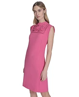 Vince Camuto Petite Laser-Cut Cap-Sleeve Shift Dress