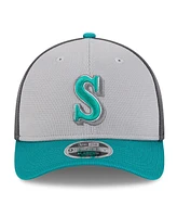 New Era Men's Gray/Aqua Seattle Mariners 2025 Batting Practice 9FORTY M-Crown Adjustable Hat