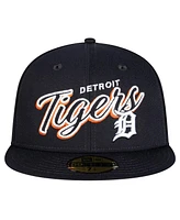 New Era Men's Navy Detroit Tigers Script Sided 59FIFTY Fitted Hat