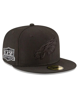 New Era Men's Black Philadelphia Eagles Super Bowl Lix Champions Tonal Side Patch 59FIFTY Fitted Hat