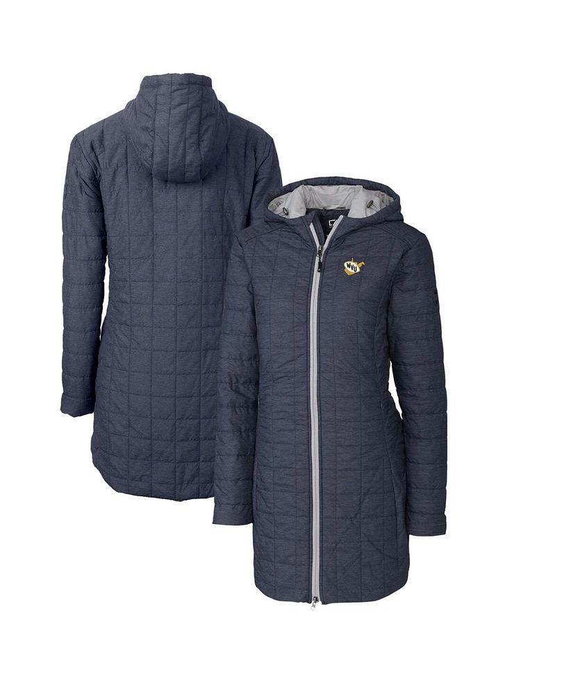 Cutter & Buck Women's Heather Navy West Virginia Mountaineers Vault Rainier PrimaLoft Eco Hooded Long Coat